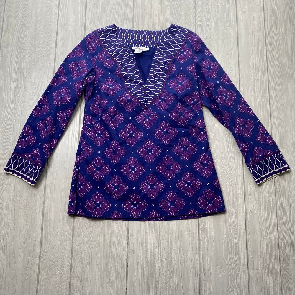 Vineyard Vines Women's Blue & Purple Geometric The Cramps Tunic Top Size 6